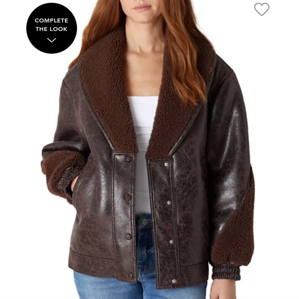 New! Blank NYC SWEET TALKER JACKET Sherpa Trim Color Sweet Talk Brown